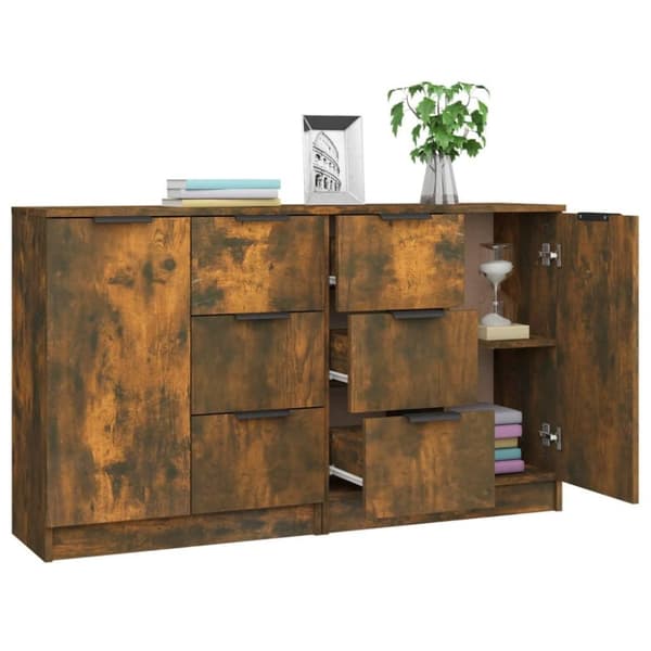 vidaXL Skjenker 2 stk røkt eik 60x30x70 cm konstruert tre