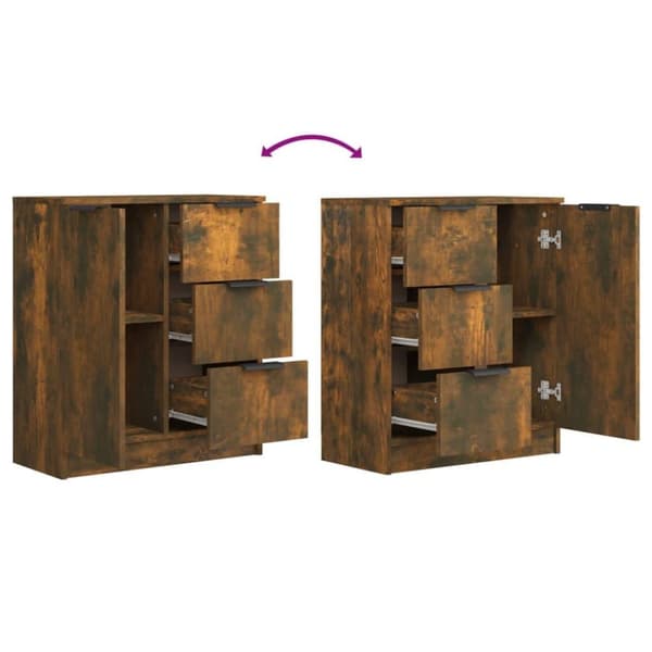 vidaXL Skjenker 2 stk røkt eik 60x30x70 cm konstruert tre