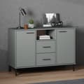 Pikkukuva 2 / 9: vidaXL Senkki metallijaloilla harmaa 113x40x77 cm täyspuu OSLO