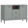 Pikkukuva 1 / 9: vidaXL Senkki metallijaloilla harmaa 113x40x77 cm täyspuu OSLO
