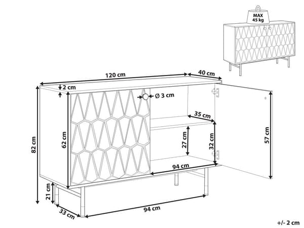 Senkki musta MDF-levy lastulevy metalli 120 x 40 x 82 cm kaapeilla hyllyillä retro tyyli