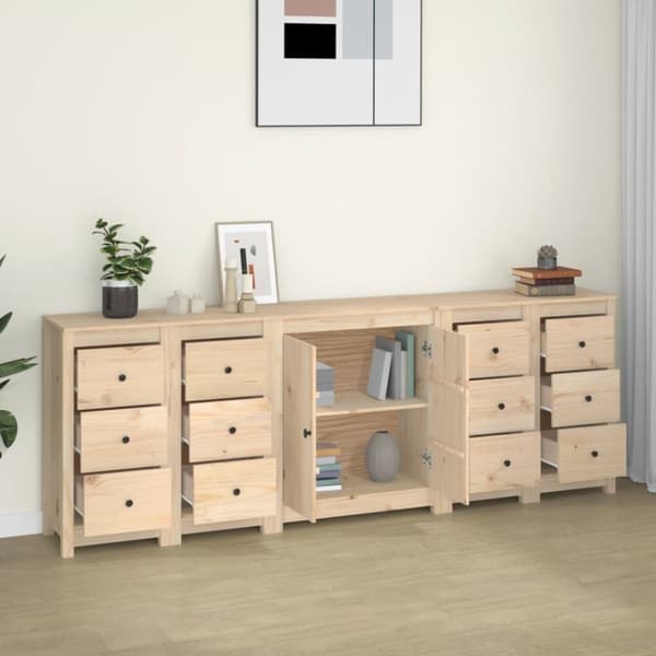 vidaXL Skänk vit 230x35x80 cm massiv furu