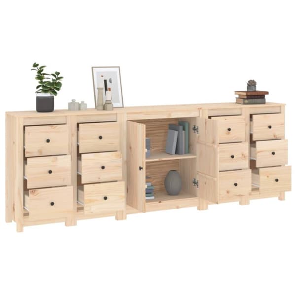 vidaXL Skänk vit 230x35x80 cm massiv furu