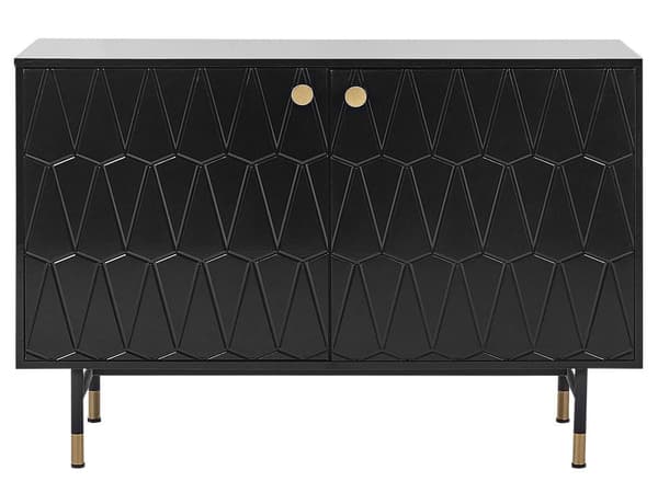 Skänk Svart MDF 2 Dörrar Skåp Förvaring Modern Minimalistisk Design Vardagsrum Förvaring