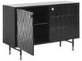 Miniatyrbild 5 av 9: Skänk Svart MDF 2 Dörrar Skåp Förvaring Modern Minimalistisk Design Vardagsrum Förvaring