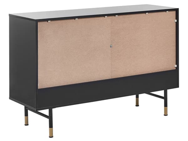 Skänk Svart MDF 2 Dörrar Skåp Förvaring Modern Minimalistisk Design Vardagsrum Förvaring