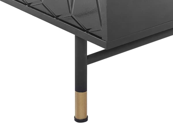 Skänk Svart MDF 2 Dörrar Skåp Förvaring Modern Minimalistisk Design Vardagsrum Förvaring