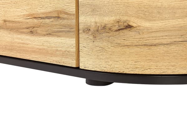 Sidobord med 4 Dörrar Ljust Trä Svart MDF Låda med Hyllor Rustik stil Hall Vardagsrum Sovrum Förvaring