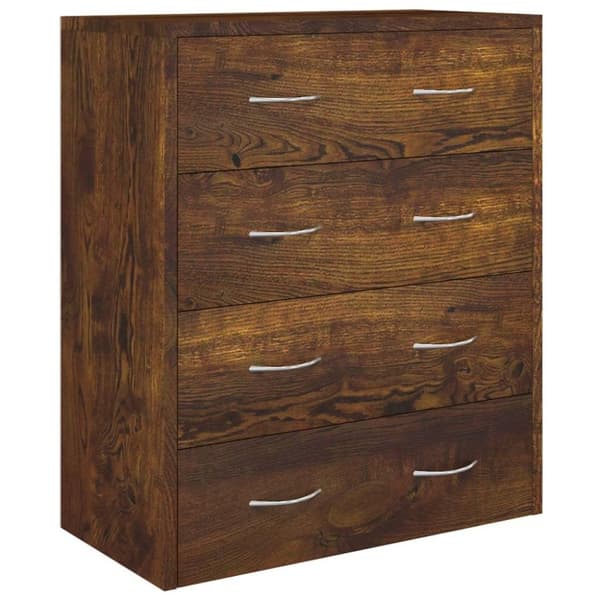 vidaXL Skänk med 4 lådor 60x30,5x71 cm rökfärgad ek