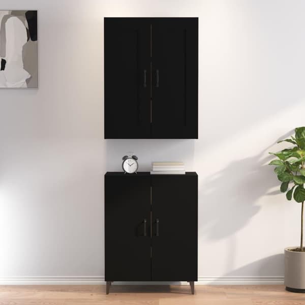 vidaXL Highboard svart 70x34x180 cm konstruert tre