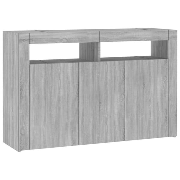 vidaXL Skänk med LED-belysning grå sonoma 115,5x30x75 cm