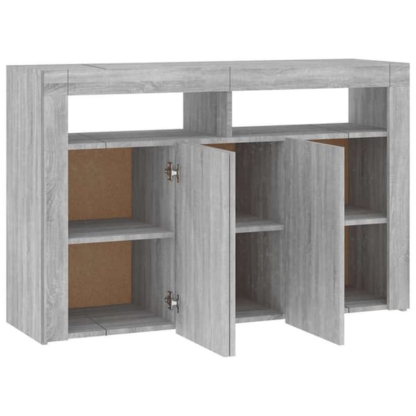 vidaXL Skänk med LED-belysning grå sonoma 115,5x30x75 cm