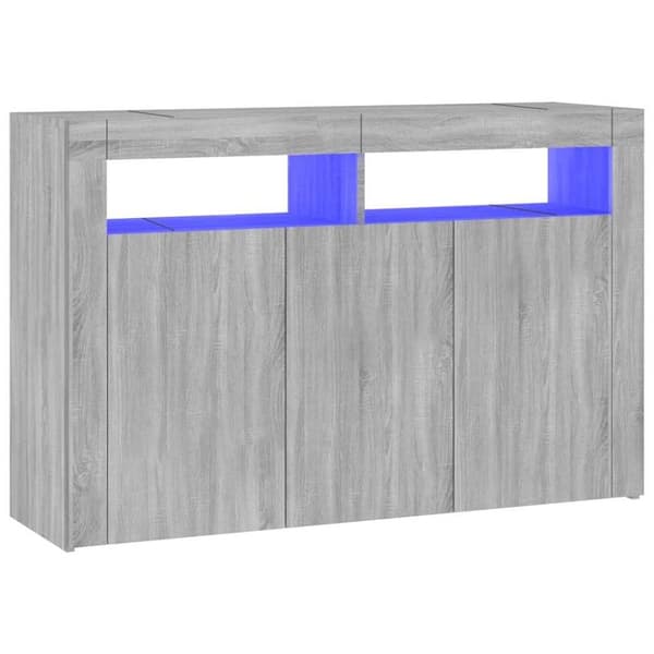 vidaXL Skänk med LED-belysning grå sonoma 115,5x30x75 cm