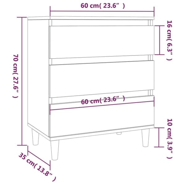 vidaXL Skjenk brun eik 60x35x70 cm konstruert tre