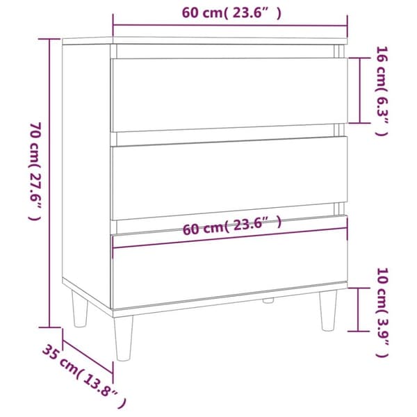 vidaXL Skjenk svart 60x35x70 cm konstruert tre