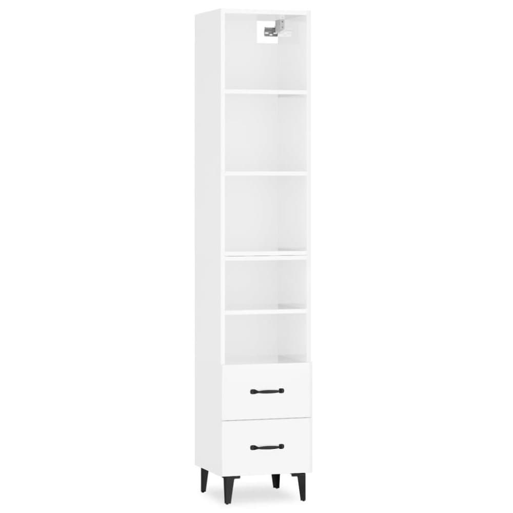 vidaXL Högskåp vit högglans 34,5x34x180 cm konstruerat trä