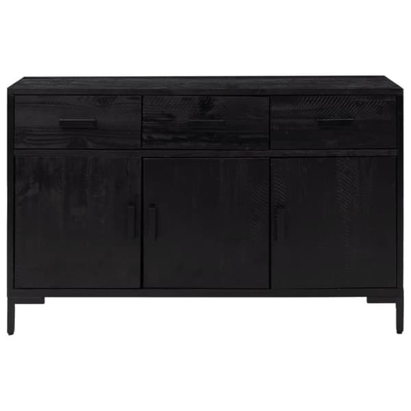 vidaXL Skänk svart 110x35x70 cm massiv furu