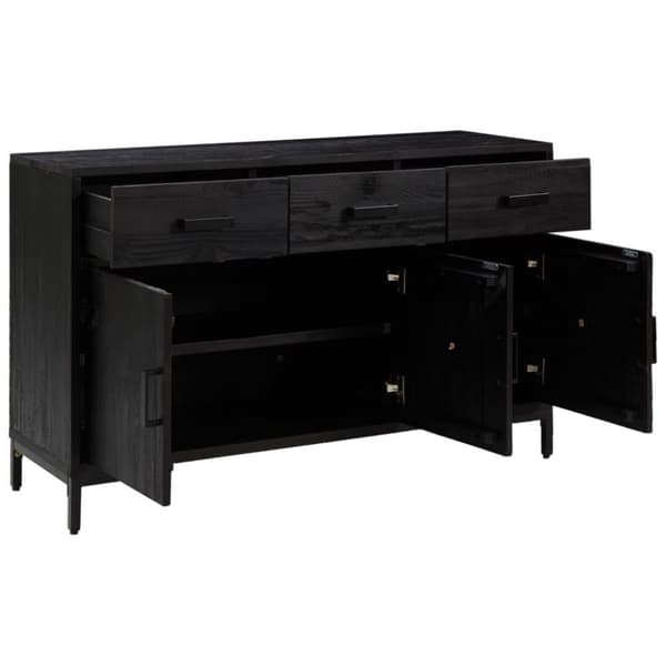 vidaXL Skänk svart 110x35x70 cm massiv furu