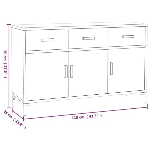vidaXL Skänk svart 110x35x70 cm massiv furu