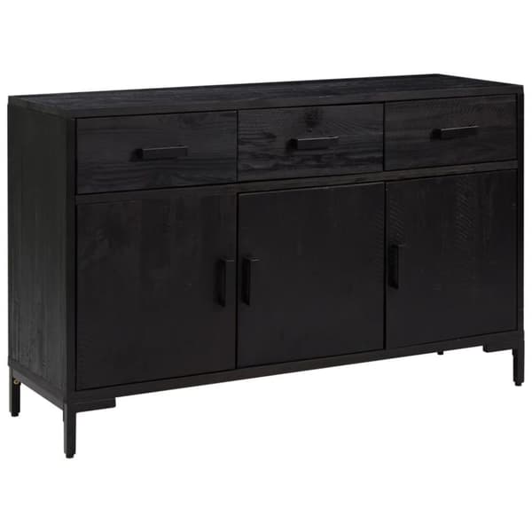 vidaXL Skänk svart 110x35x70 cm massiv furu