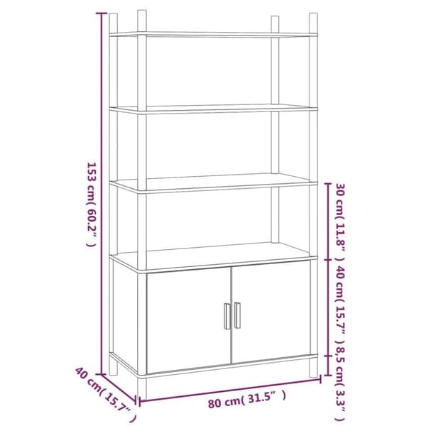 vidaXL Highboard svart 80x40x153 cm konstruert tre