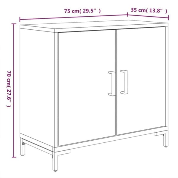 vidaXL Skjenk svart 75x35x70 cm heltre furu