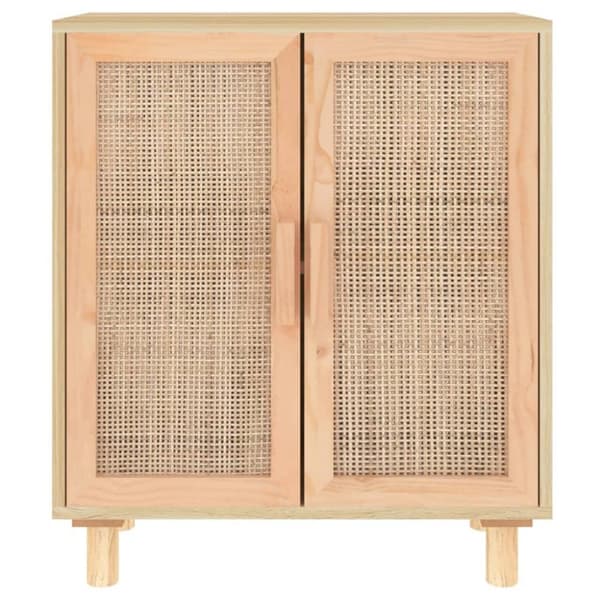 vidaXL Senkki ruskea 60x30x70 cm täysi mänty ja luonnonrottinki