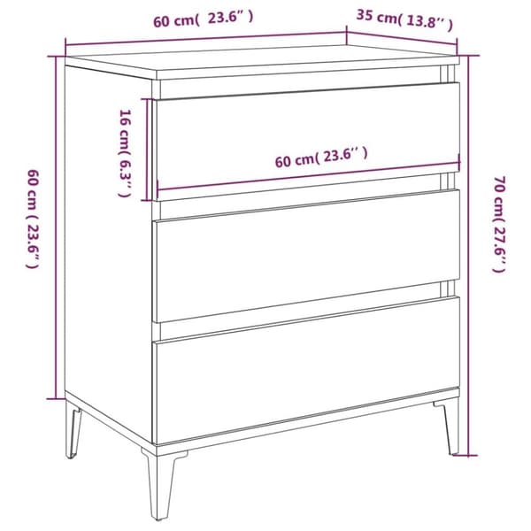 vidaXL Senkki musta 60x35x70 cm tekninen puu