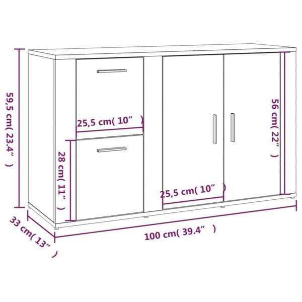 vidaXL Senkki betoninharmaa 100x33x59,5 cm tekninen puu