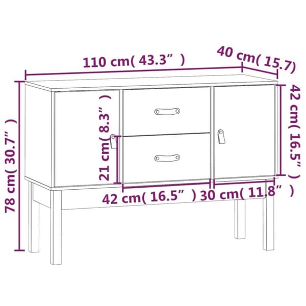 vidaXL Senkki 110x40x78 cm täysi mänty