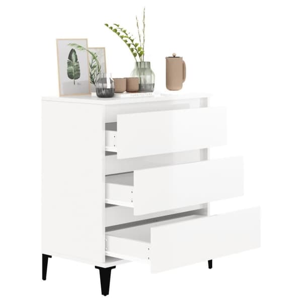 vidaXL skænk 60x35x70 cm konstrueret træ hvid højglans