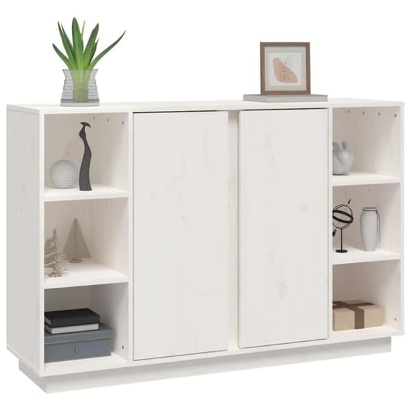 vidaXL skænk 120x35x80 cm massivt fyrretræ hvid