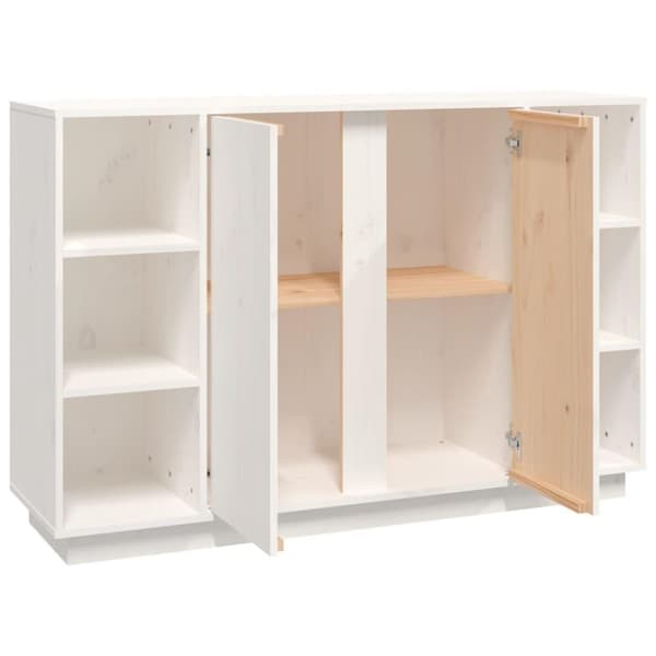 vidaXL skænk 120x35x80 cm massivt fyrretræ hvid