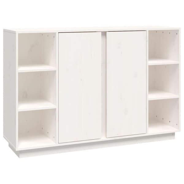 vidaXL skænk 120x35x80 cm massivt fyrretræ hvid