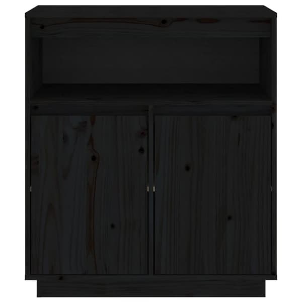 vidaXL skænk 70x34x80 cm massivt fyrretræ sort