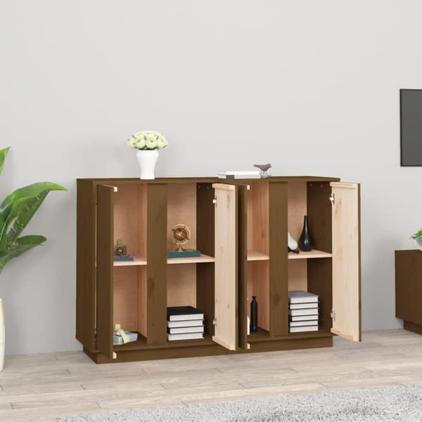 vidaXL Senkki hunajanruskea 120x35x80 cm täysi mänty