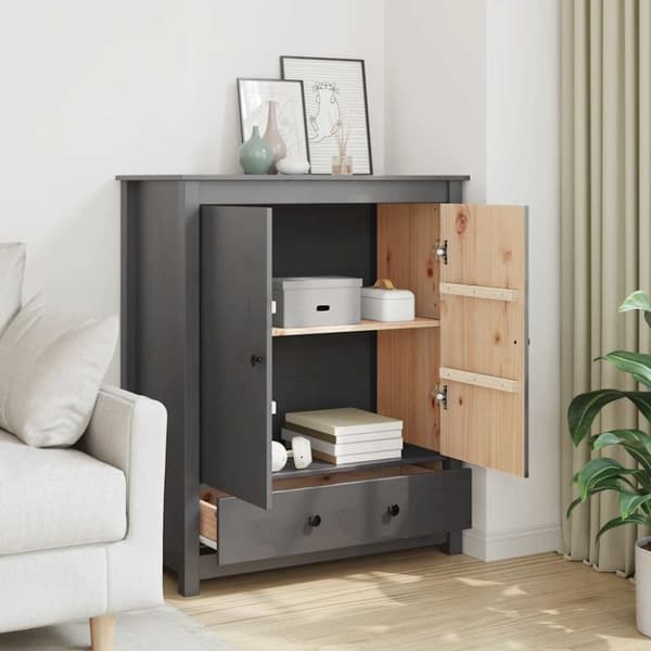 vidaXL højskab 83x41,5x100 cm massivt fyrretræ grå