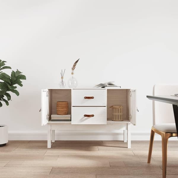 vidaXL skænk 110x40x78 cm massivt fyrretræ hvid