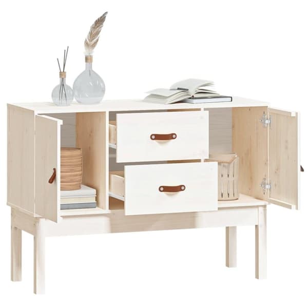 vidaXL skænk 110x40x78 cm massivt fyrretræ hvid