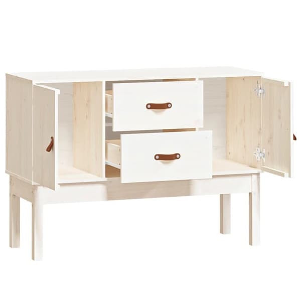 vidaXL skænk 110x40x78 cm massivt fyrretræ hvid