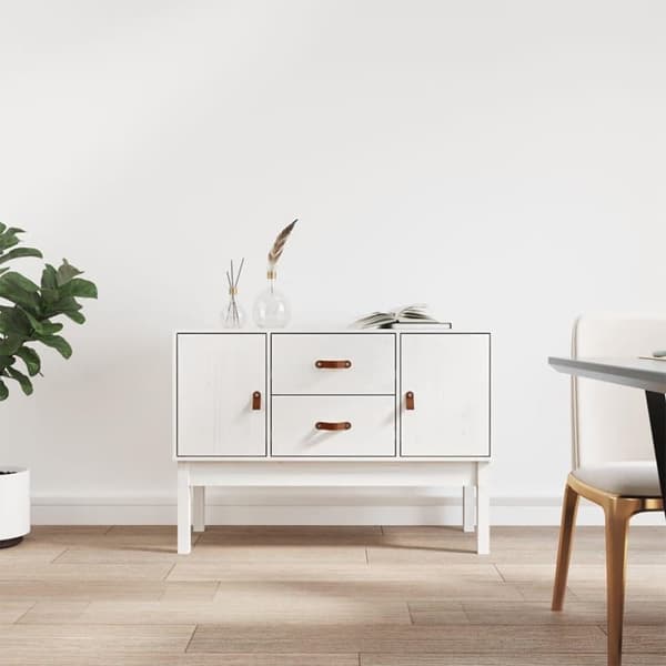 vidaXL skænk 110x40x78 cm massivt fyrretræ hvid