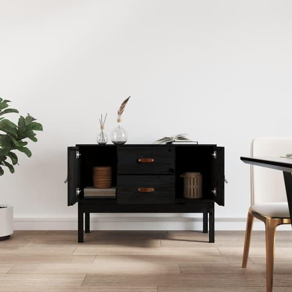 vidaXL skænk 110x40x78 cm massivt fyrretræ sort