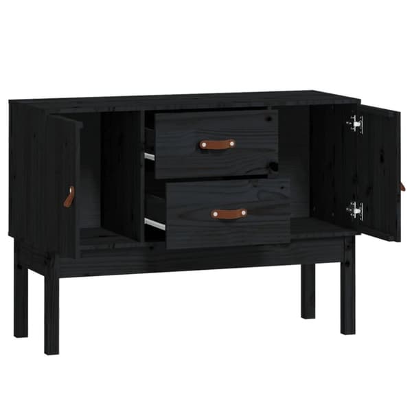 vidaXL skænk 110x40x78 cm massivt fyrretræ sort