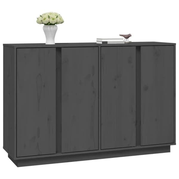 vidaXL skænk 120x35x80 cm massivt fyrretræ grå