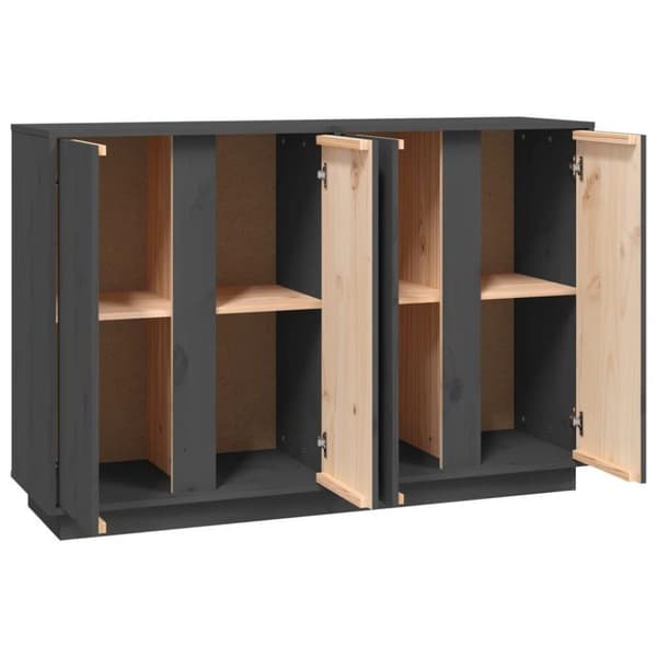 vidaXL skænk 120x35x80 cm massivt fyrretræ grå