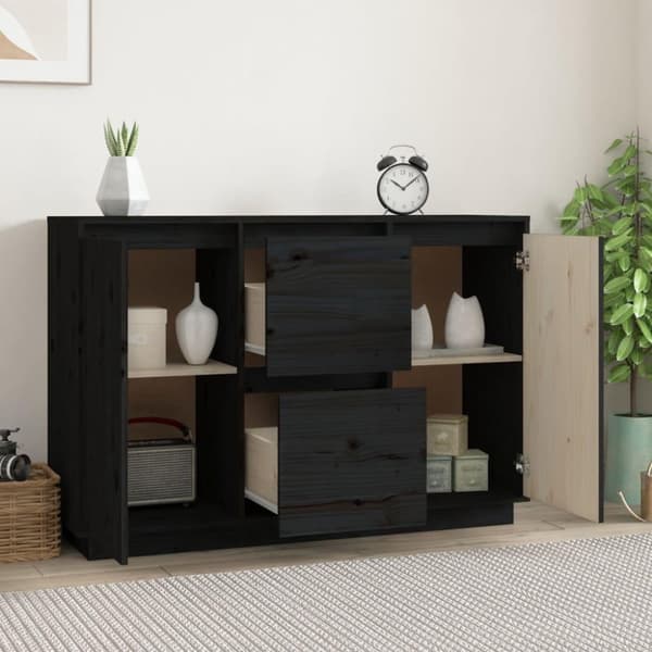 vidaXL skænk 111x34x75 cm massivt fyrretræ grå