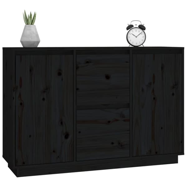 vidaXL skænk 111x34x75 cm massivt fyrretræ grå