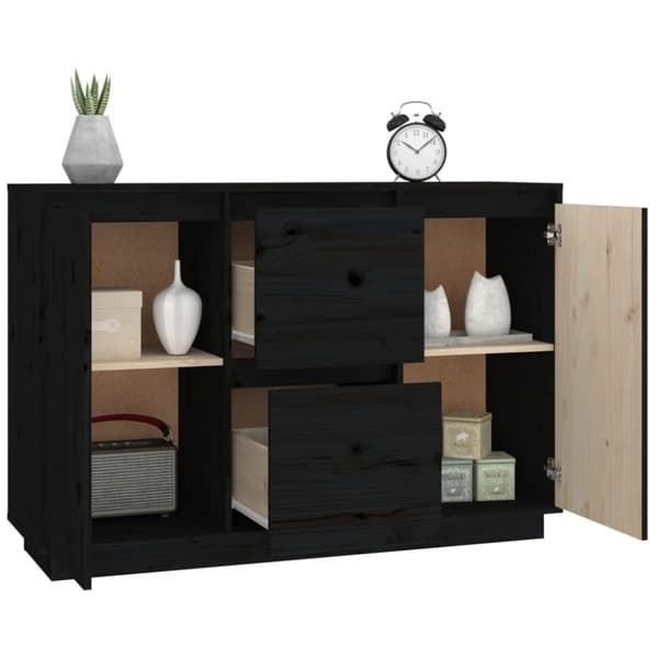 vidaXL skænk 111x34x75 cm massivt fyrretræ grå