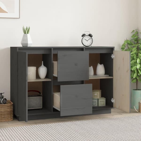 vidaXL Senkki harmaa 111x34x75 cm täysi mänty