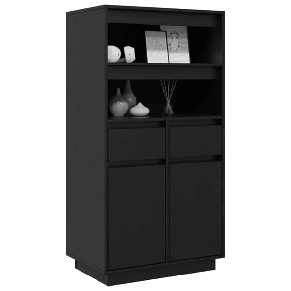 vidaXL højskab 60x40x116,5 cm massivt fyrretræ sort